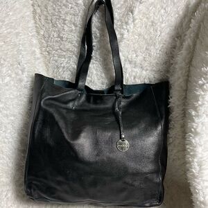 Pulicati made in Italy leather black extra large tote silver tone accent.